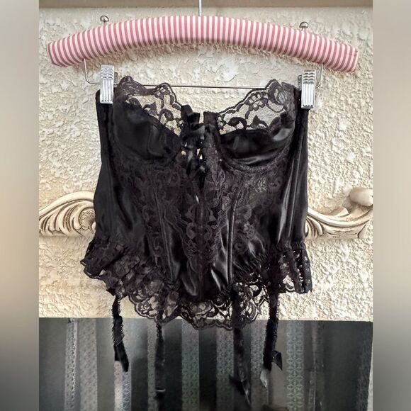 VTG Victoria’s Secret Gold Crown Label Black Corset Size 34 C - Picture 3 of 11